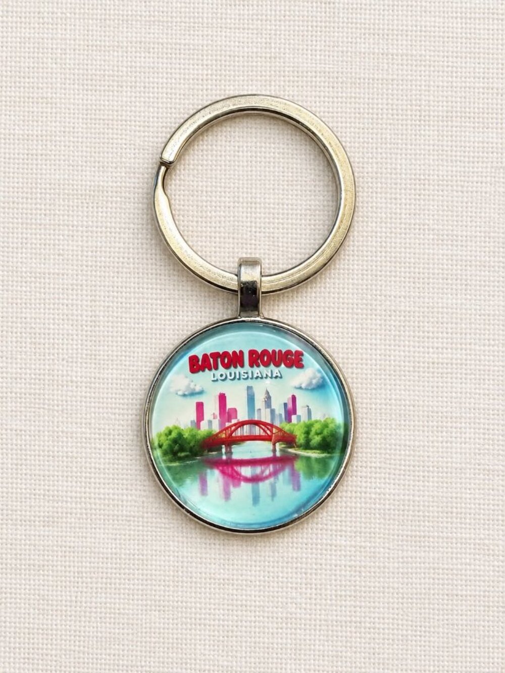 Baton Rouge Louisiana Skyline Keychain